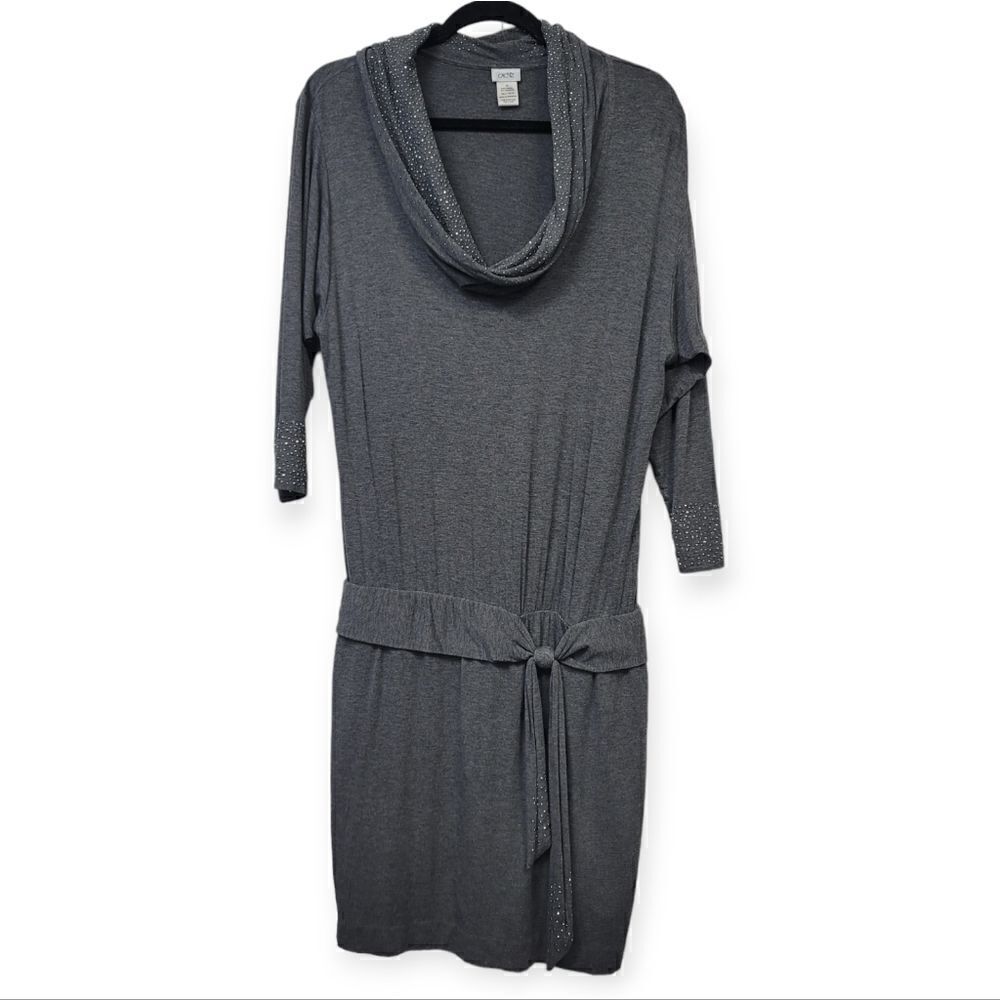 Cache cowl neck grey long sleeve dress, medium